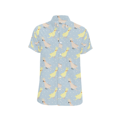 Cockatiel Pattern Print Design 03 Men's Short Sleeve Button Up Shirt