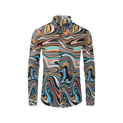 Liquid Pattern Print Design 02 Men's Long Sleeve Shirt