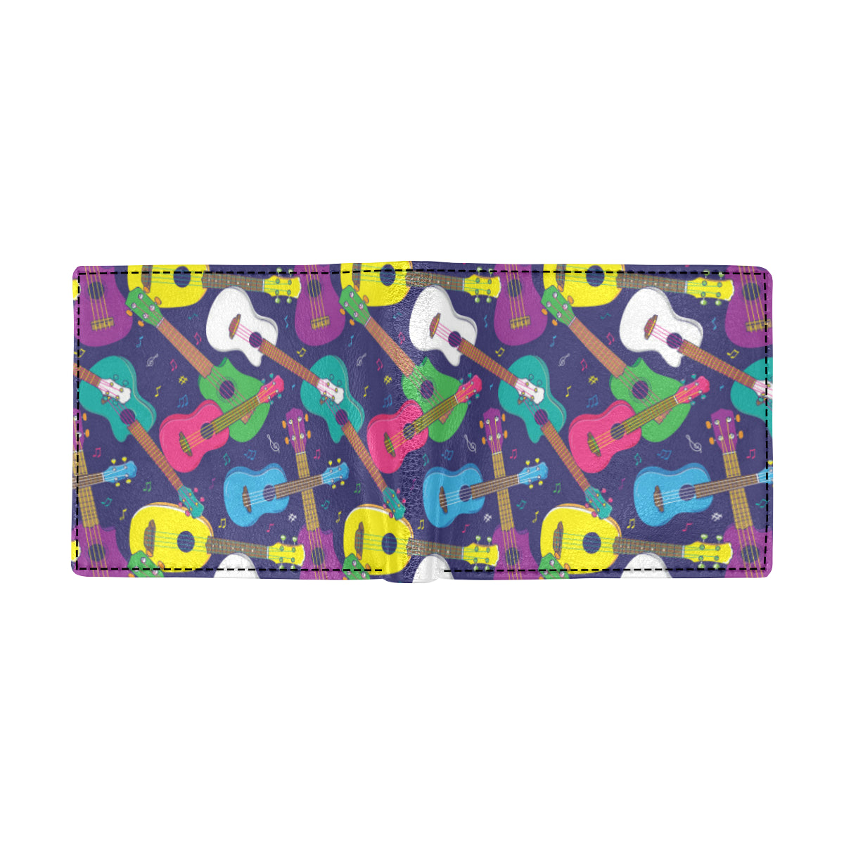 Ukulele Pattern Print Design 02 Men's ID Card Wallet