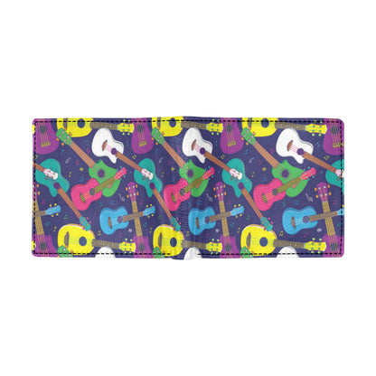 Ukulele Pattern Print Design 02 Men's ID Card Wallet