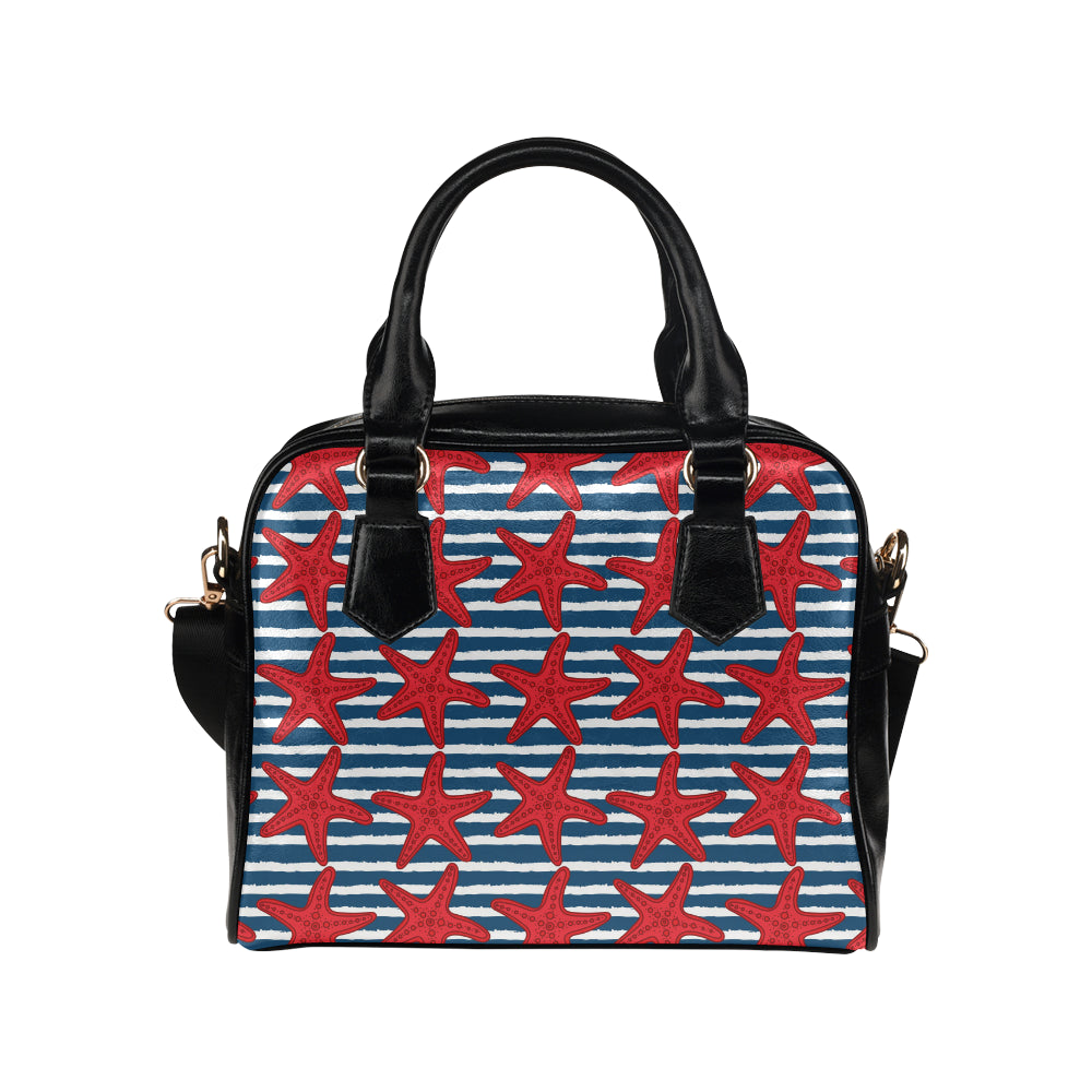 Starfish Red Pattern Print Design 02 Shoulder Handbag