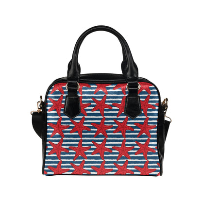 Starfish Red Pattern Print Design 02 Shoulder Handbag
