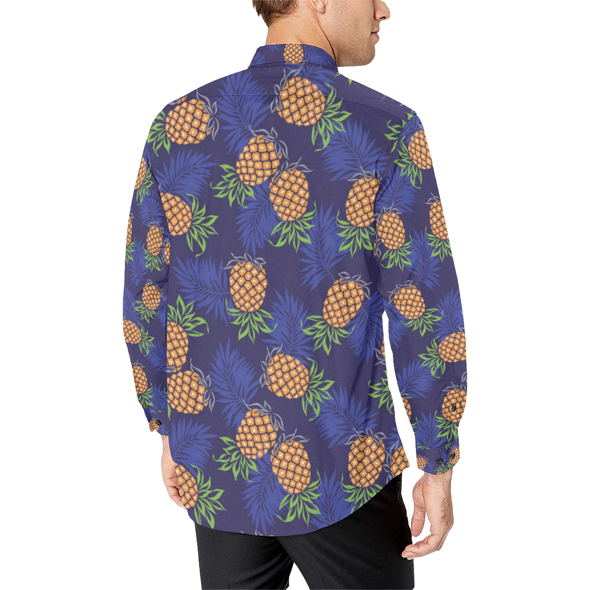 Pineapple Pattern Print Design PP02 Men's Long Sleeve Shirt