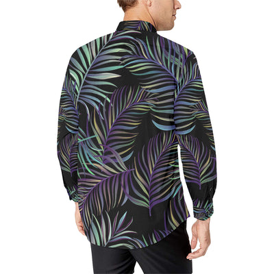 Tropical Palm Leaves Pattern Brightness Men's Long Sleeve Shirt