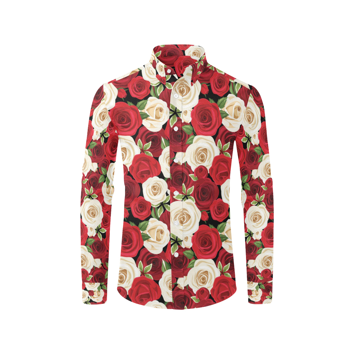Rose Pattern Print Design RO06 Men's Long Sleeve Shirt