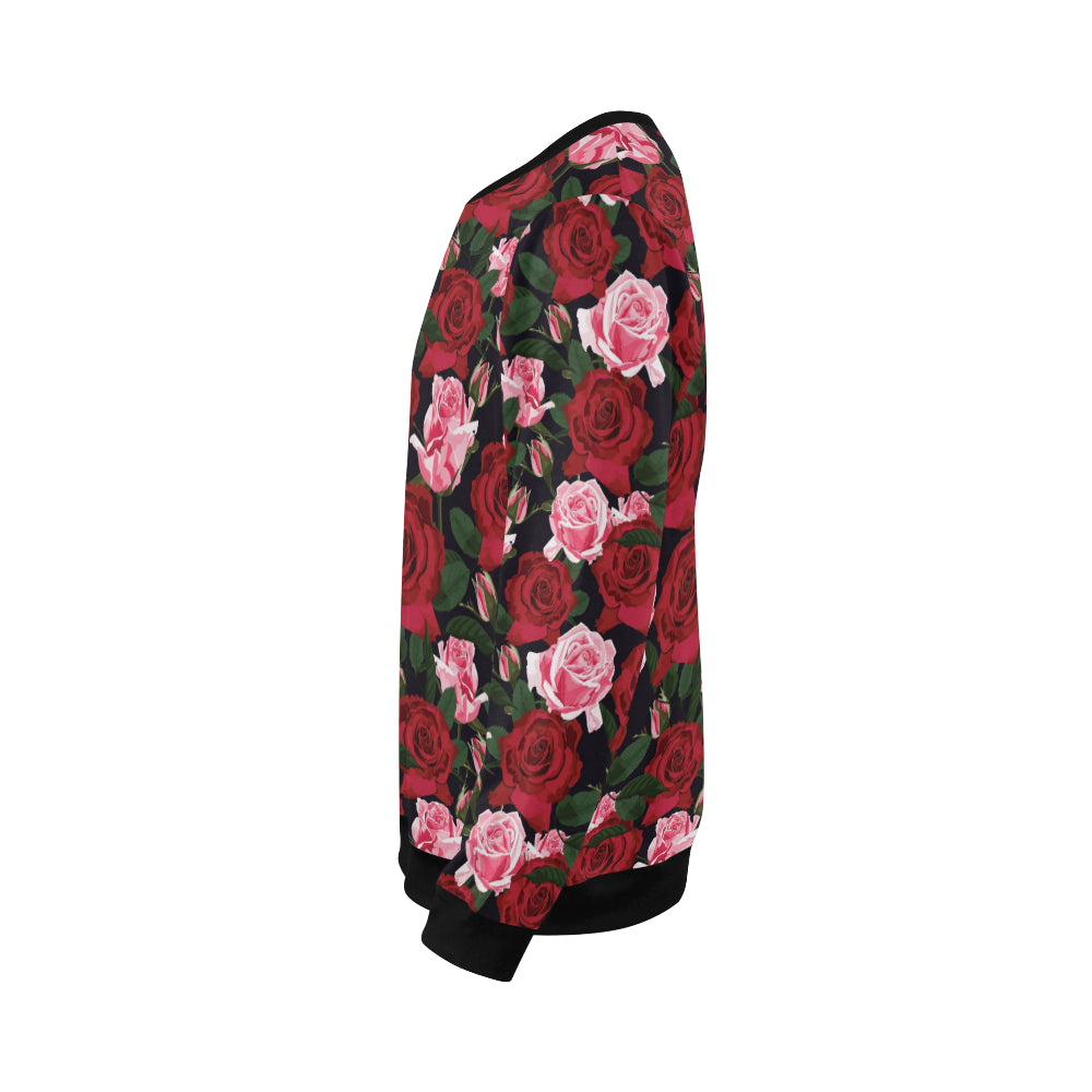 Rose Red Pink Pattern Print Design RO01 Men Long Sleeve Sweatshirt