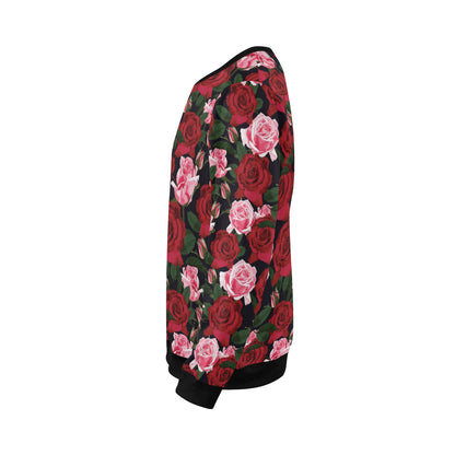 Rose Red Pink Pattern Print Design RO01 Men Long Sleeve Sweatshirt