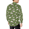 Cow on Grass Print Pattern Men's Long Sleeve Shirt