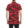 Camo Red Pattern Print Design 03 Men's Short Sleeve Button Up Shirt