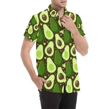 Avocado Pattern Print Design AC04 Men's Short Sleeve Button Up Shirt