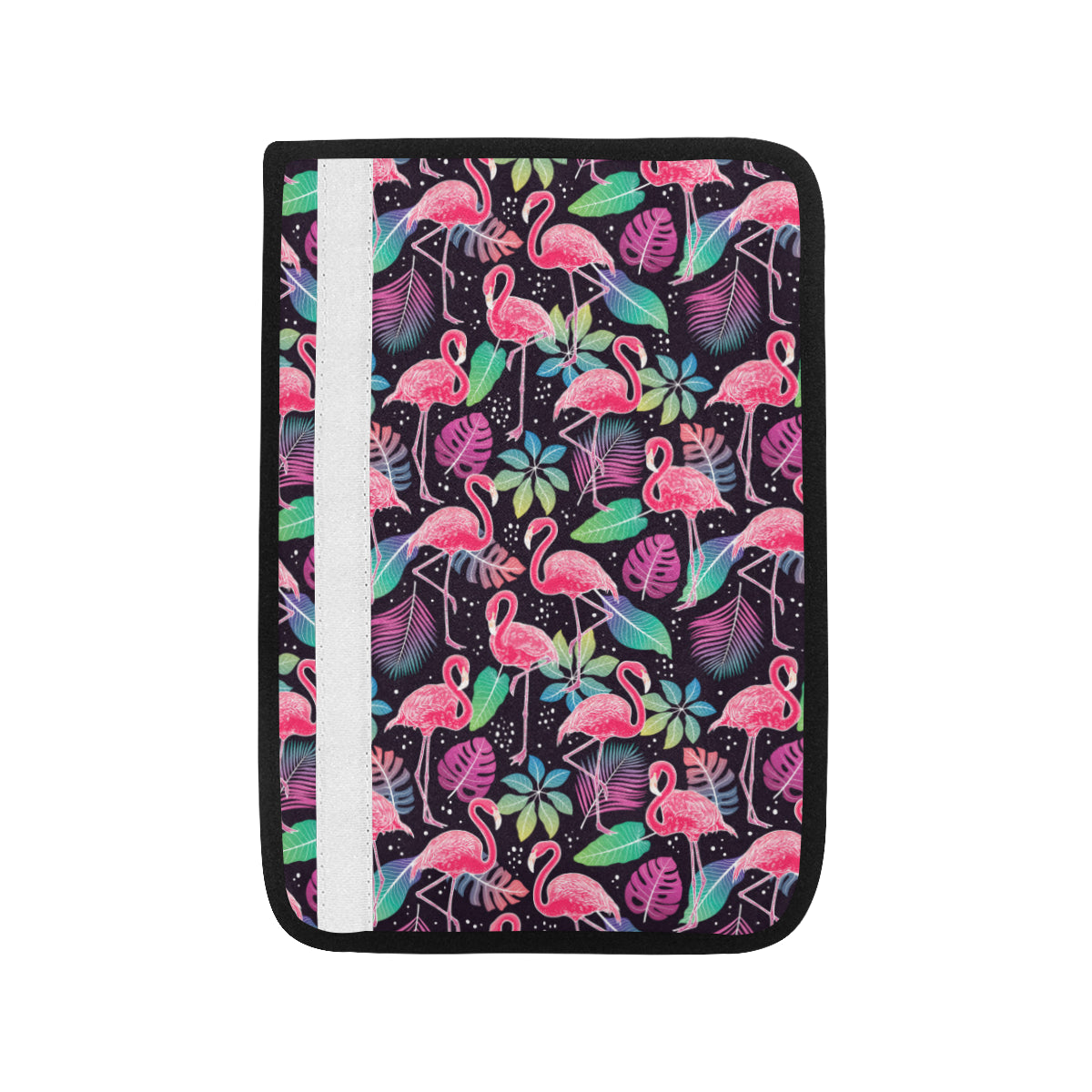Flamingo Tropical leaves Neon Print Car Seat Belt Cover