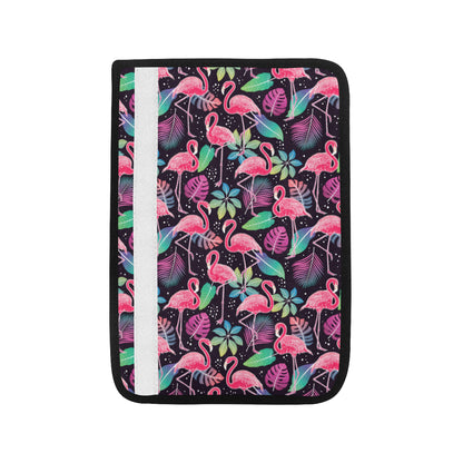 Flamingo Tropical leaves Neon Print Car Seat Belt Cover