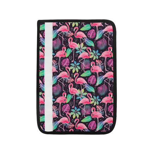Flamingo Tropical leaves Neon Print Car Seat Belt Cover
