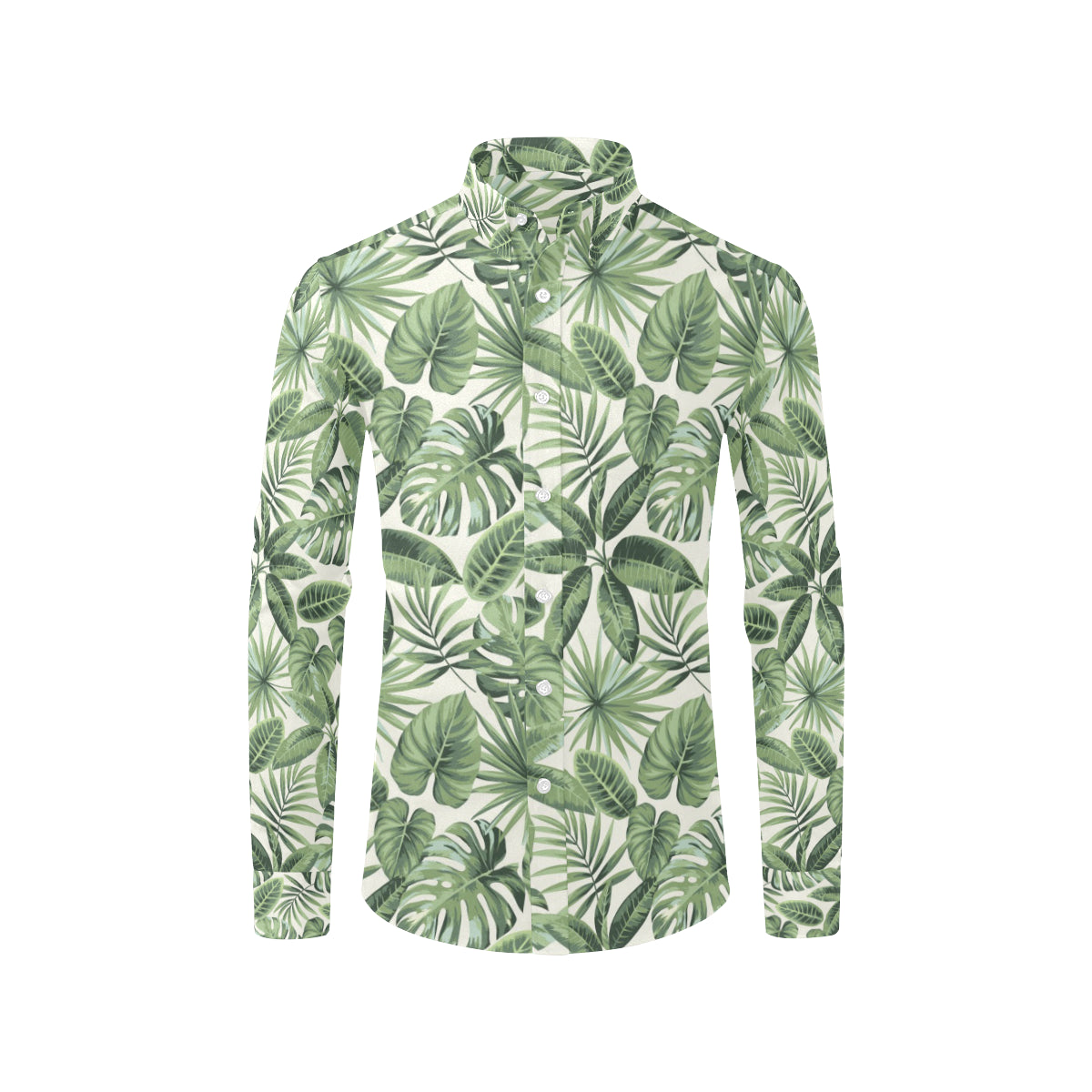 Palm Leaves Pattern Print Design PL014 Men's Long Sleeve Shirt