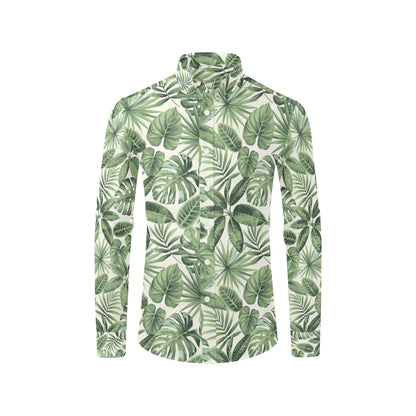 Palm Leaves Pattern Print Design PL014 Men's Long Sleeve Shirt