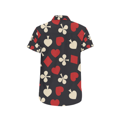 Poker Cards Pattern Print Design A02 Men's Short Sleeve Button Up Shirt