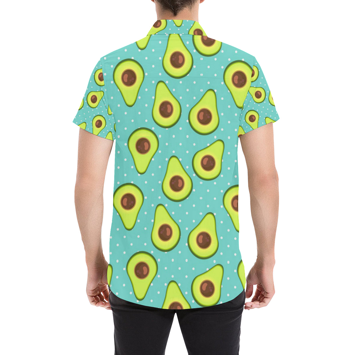 Avocado Pattern Print Design AC012 Men's Short Sleeve Button Up Shirt