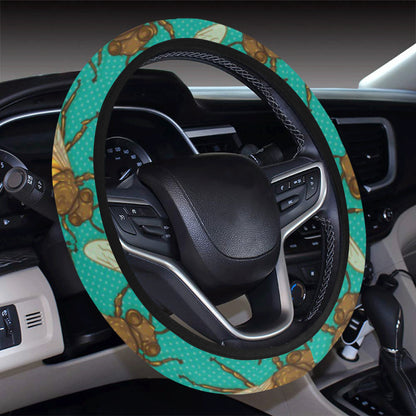 Bee Pattern Print Design BEE04 Steering Wheel Cover with Elastic Edge