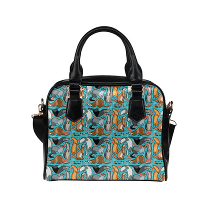 Ferret Pattern Print Design 03 Shoulder Handbag