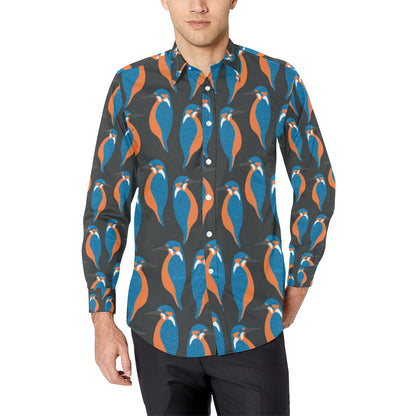 Kingfisher Pattern Print Design 03 Men's Long Sleeve Shirt