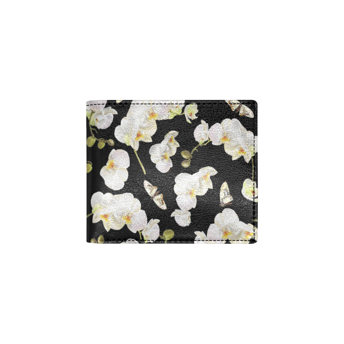 Orchid White Pattern Print Design OR011 Men's ID Card Wallet