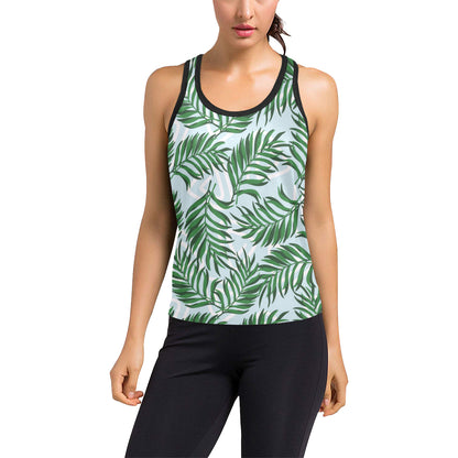 Palm Leaves Pattern Print Design PL06 Women's Racerback Tank Top