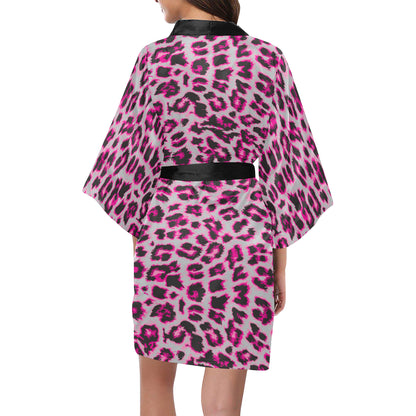 Leopard Pattern Print Design 02 Women's Short Kimono
