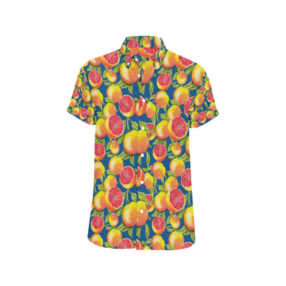 Grapefruit Pattern Print Design GF04 Men's Short Sleeve Button Up Shirt