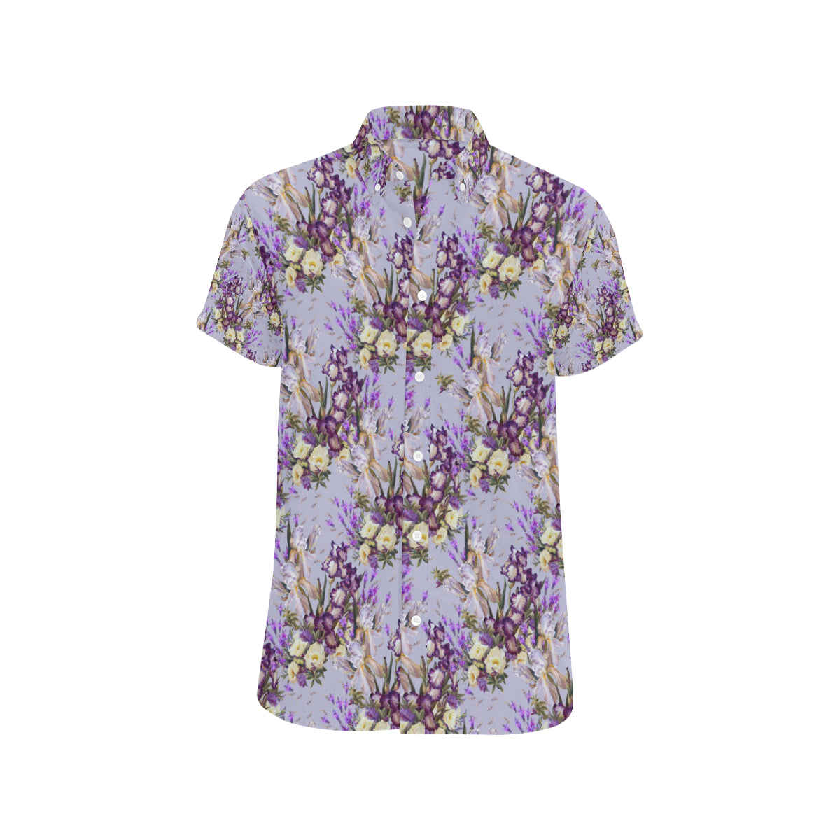 Iris Pattern Print Design IR07 Men's Short Sleeve Button Up Shirt