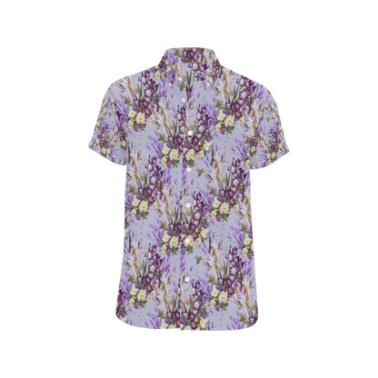 Iris Pattern Print Design IR07 Men's Short Sleeve Button Up Shirt
