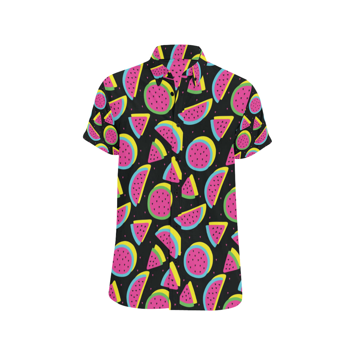 Watermelon Pattern Print Design WM07 Men's Short Sleeve Button Up Shirt