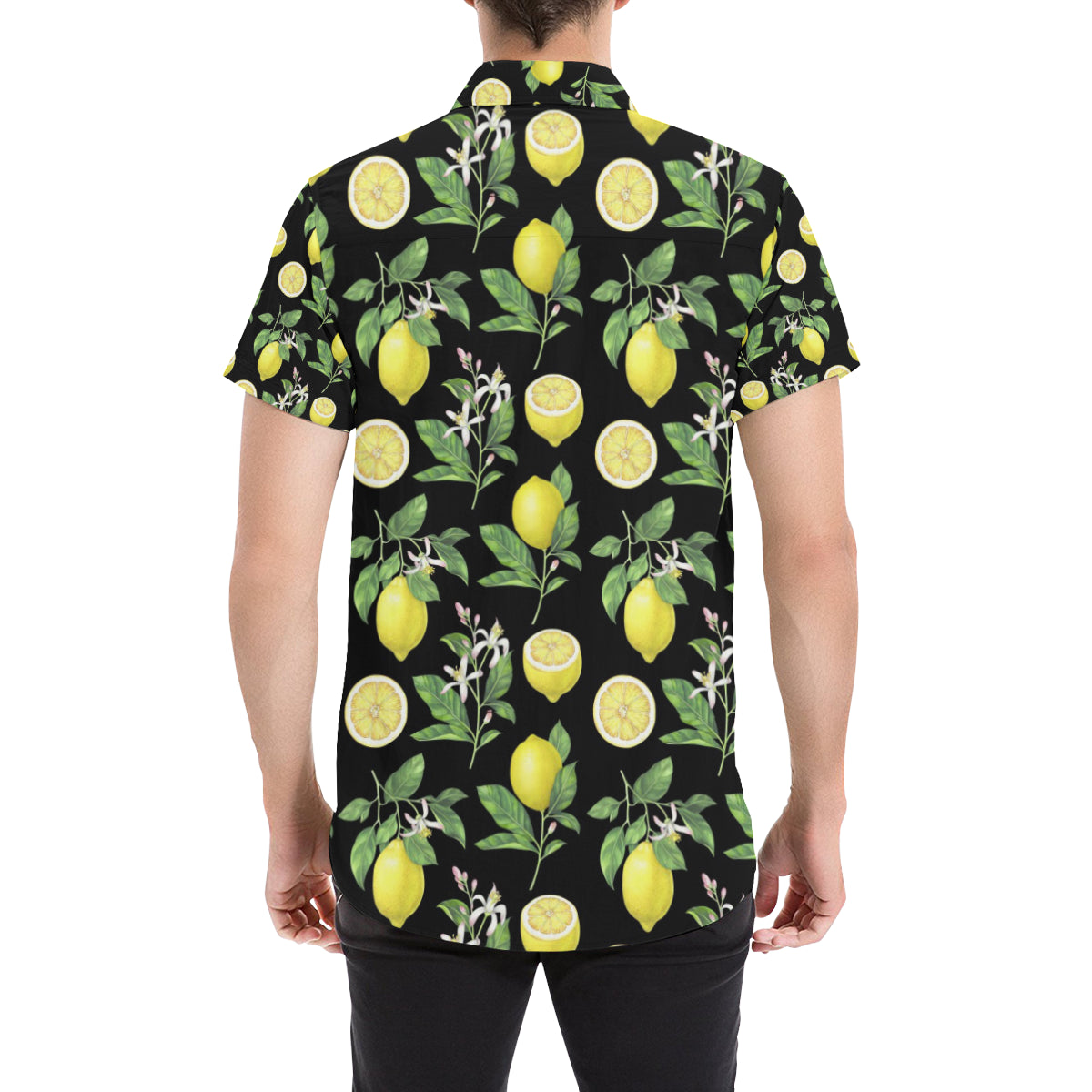 Lemon Pattern Print Design LM02 Men's Short Sleeve Button Up Shirt