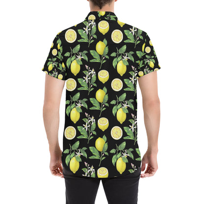 Lemon Pattern Print Design LM02 Men's Short Sleeve Button Up Shirt