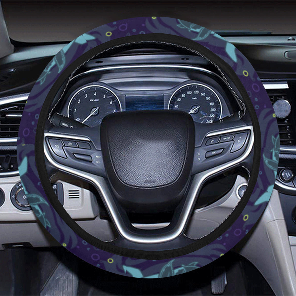 Shark Themed Print Steering Wheel Cover with Elastic Edge