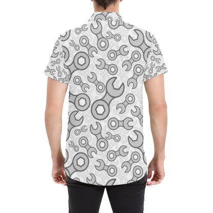 Mechanic Pattern Print Design 05 Men's Short Sleeve Button Up Shirt