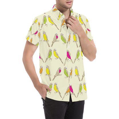 Parakeet Pattern Print Design A01 Men's Short Sleeve Button Up Shirt