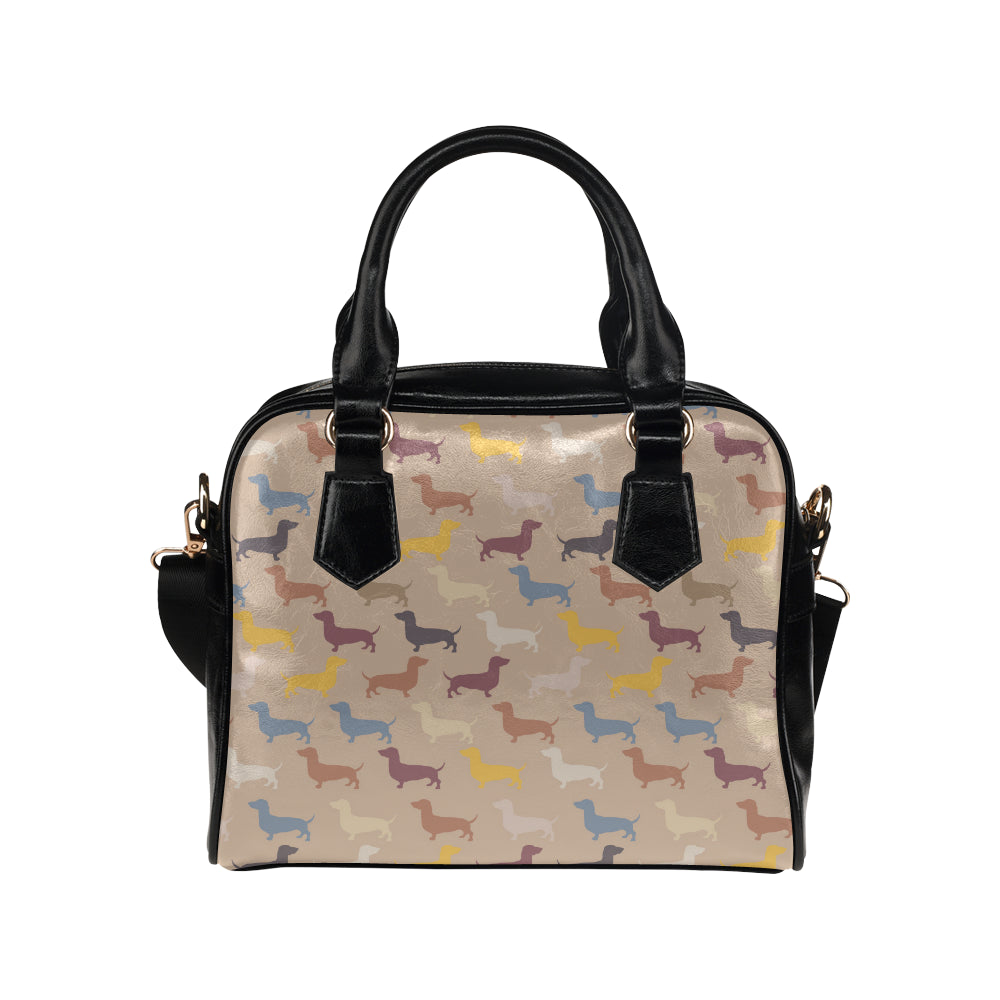 Dachshund Pattern Print Design 03 Shoulder Handbag