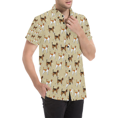 Beagle Pattern Print Design 01 Men's Short Sleeve Button Up Shirt