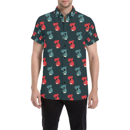 Koala Pattern Print Design 02 Men's Short Sleeve Button Up Shirt