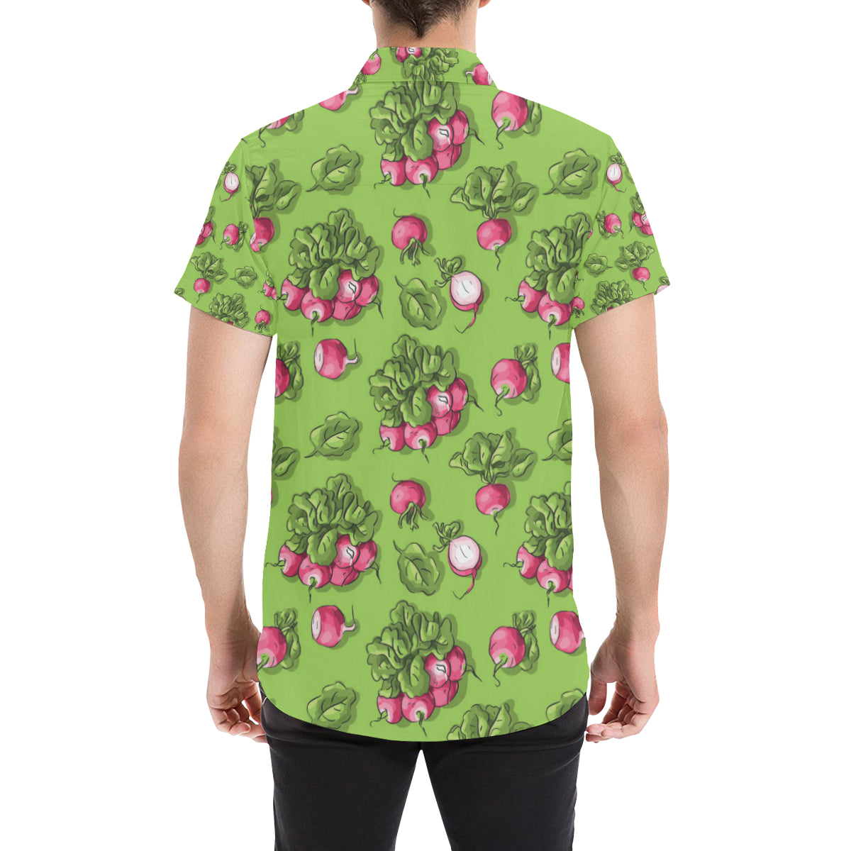 Radish Pattern Print Design A05 Men's Short Sleeve Button Up Shirt