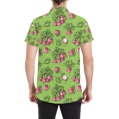 Radish Pattern Print Design A05 Men's Short Sleeve Button Up Shirt