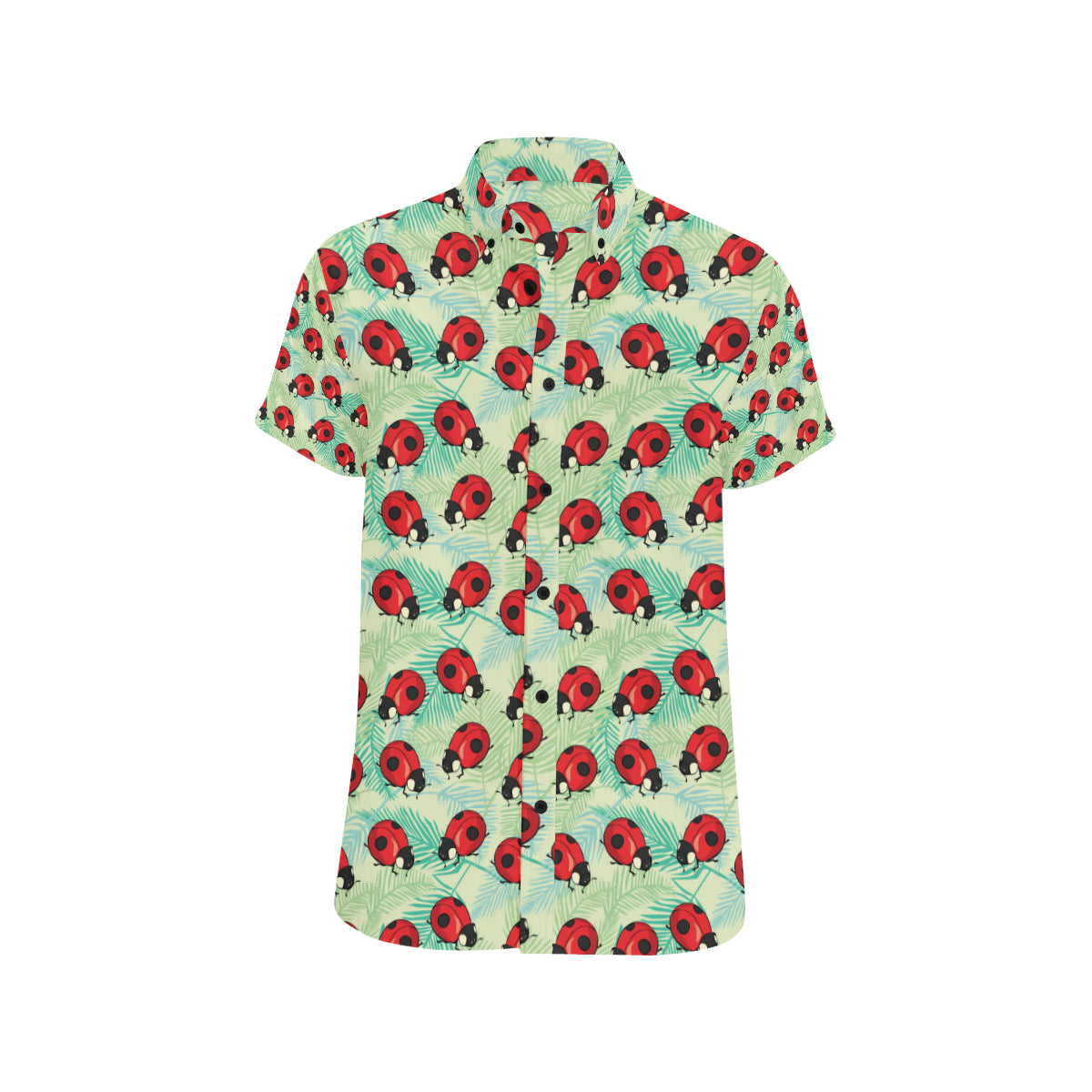 Ladybug Cute Print Pattern Men's Short Sleeve Button Up Shirt