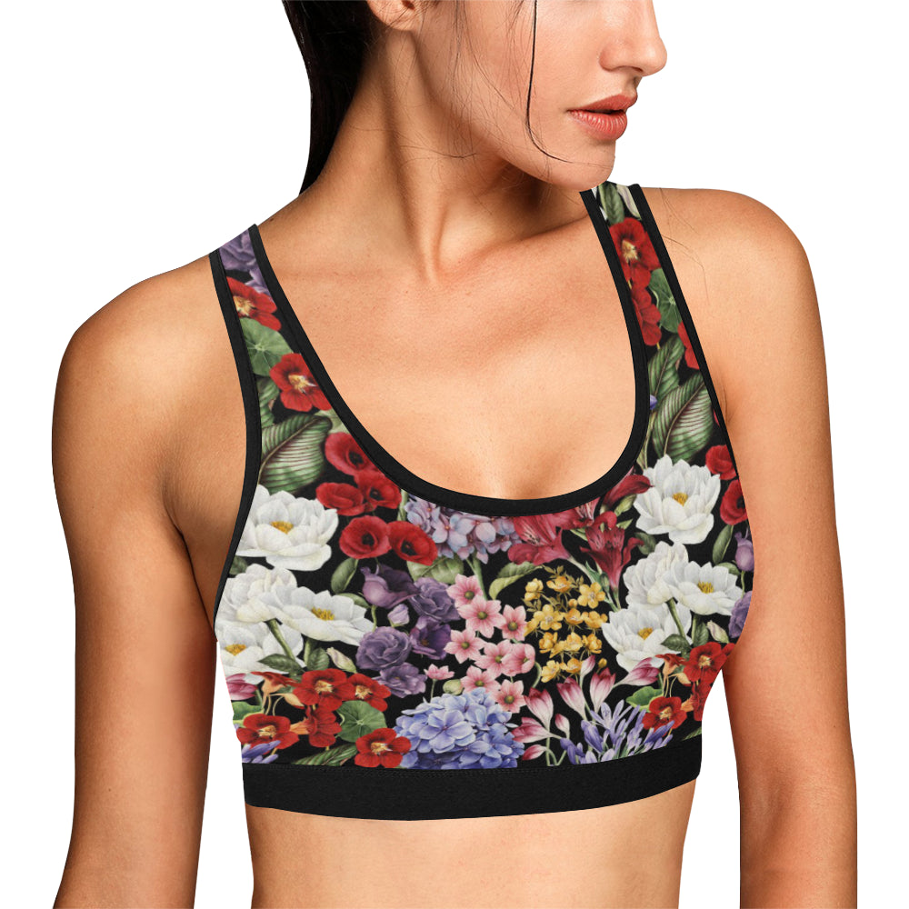 Summer Floral Pattern Print Design SF04 Sports Bra