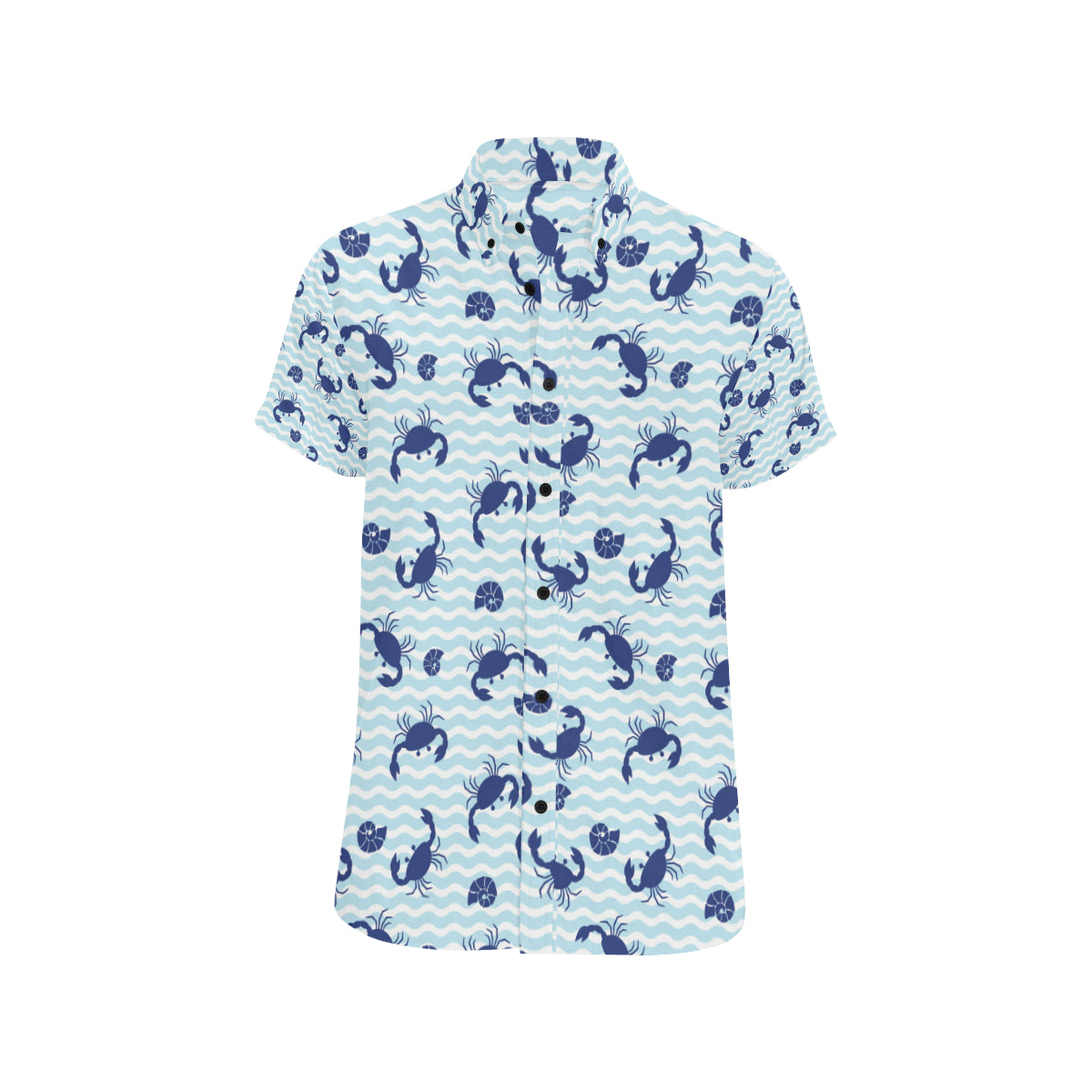 Crab Pattern Print Design 04 Men's Short Sleeve Button Up Shirt