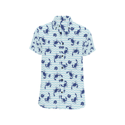 Crab Pattern Print Design 04 Men's Short Sleeve Button Up Shirt
