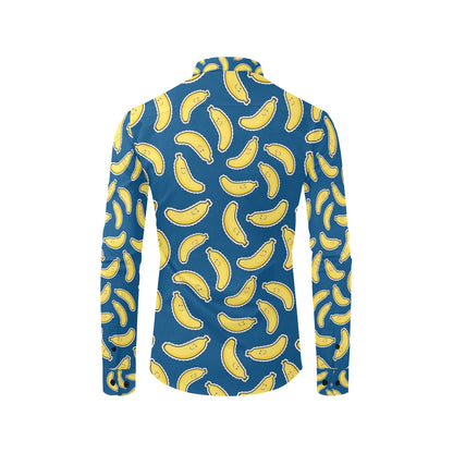 Banana Pattern Print Design BA03 Men's Long Sleeve Shirt