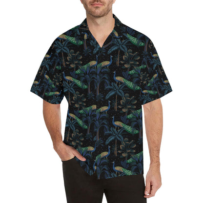 Rainforest Peacock Pattern Print Design A04 Men's Hawaiian Shirt