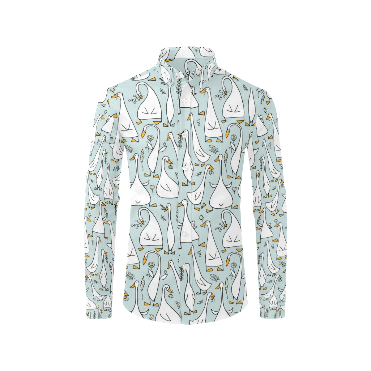 Goose Pattern Print Design 03 Men's Long Sleeve Shirt