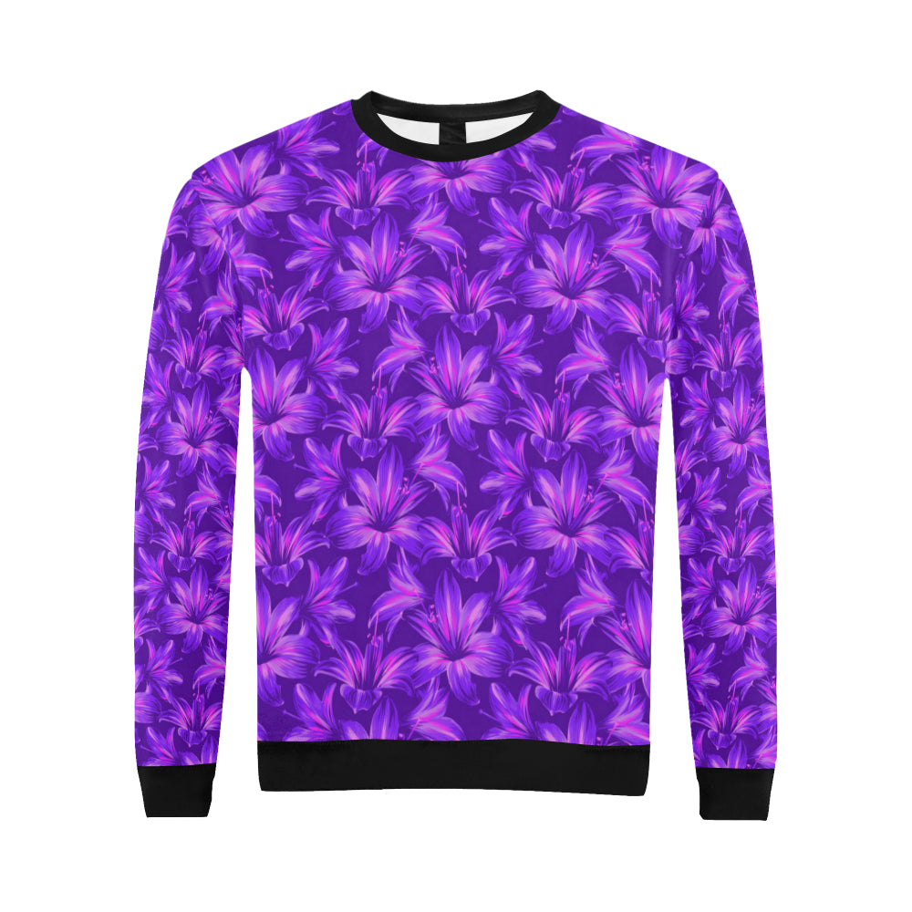Amaryllis Pattern Print Design AL03 Men Long Sleeve Sweatshirt