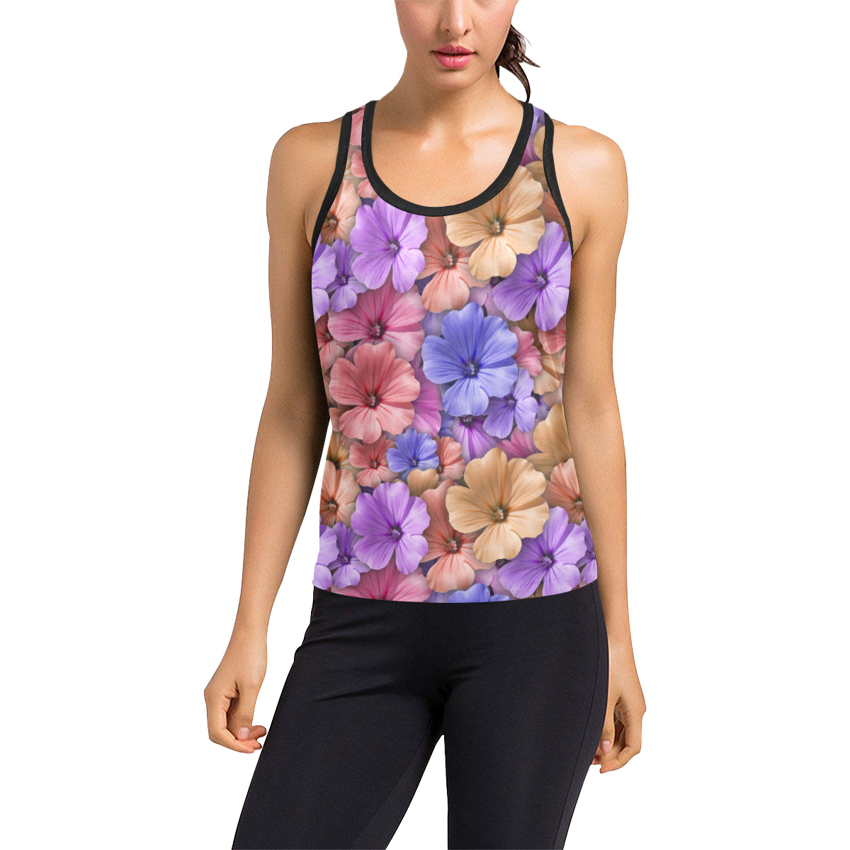 Colorful Geranium Pattern Women's Racerback Tank Top
